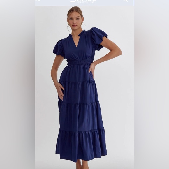 Entro Deep Blue Midi Dress - Picture 1 of 5